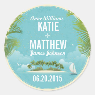 Island Resort Strand Bestemming Huwelijk Gift Labe Ronde Sticker