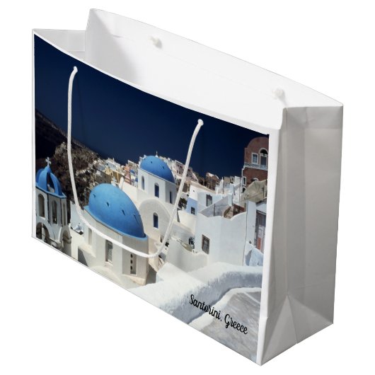 Island Santorini, Greece Gift Bag Groot Cadeauzakje (Voorkant Gekanteld)