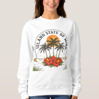 Island State of Mind Vintage Tropical Hibiscus Trui