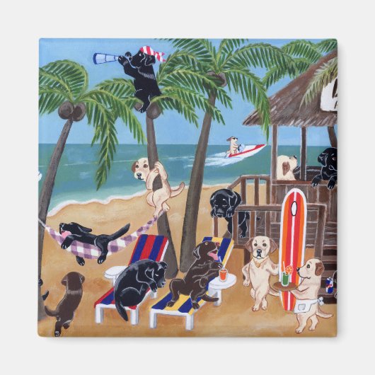 Island Summer Vacation Labradors Magneet (Voorkant)