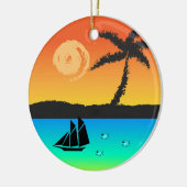 Island Sunset Keramisch Ornament (Links)