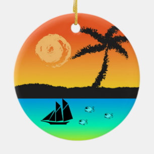 Island Sunset Keramisch Ornament