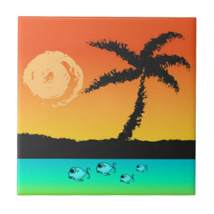 Island Sunset Tegeltje