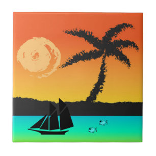 Island Sunset Tegeltje