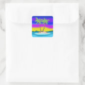 Island Sunset Vierkante Sticker (Tas)