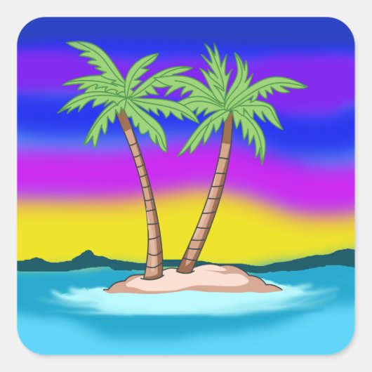 Island Sunset Vierkante Sticker (Voorkant)