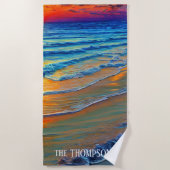 Island Sunset with Personised Name Strandlaken (Voorkant)