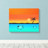 Island Sunset Wrapped Canvas Afdruk (Insitu (Houten vloer))