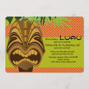 Island Tiki Luau Party Invitation #2 Kaart