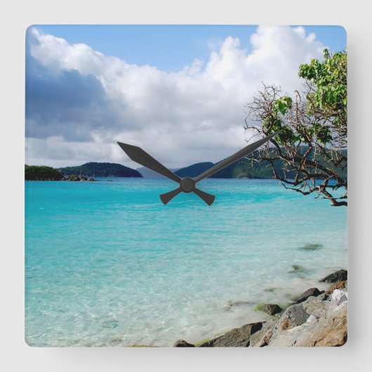 Island Time, Large Wall Clock Vierkante Klok (Voorkant)