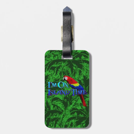 Island Time Parrot Bagagelabel (Achterkant verticaal)