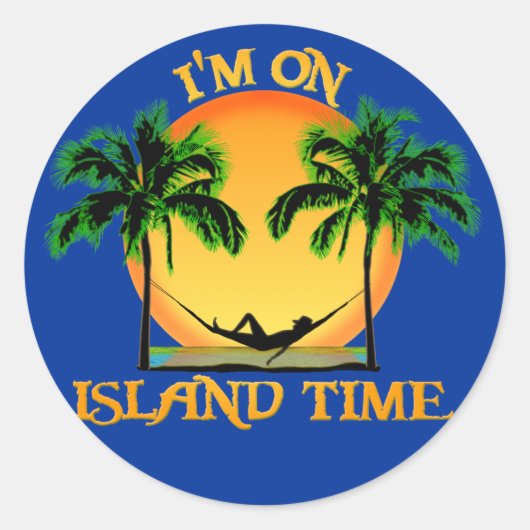 Island Time Ronde Sticker (Voorkant)
