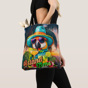 Island Time Sunset Beach Parrot Drinken Draagtas