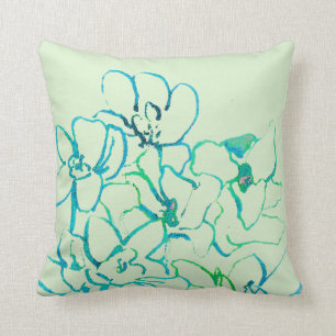 Island Tropical Orchid Pillow - Blue Green Kussen
