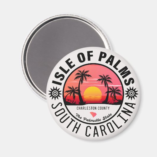 Isle of Palms SC Retro Sunset Souvenirs 60s Magneet (Voorkant / Achterkant)