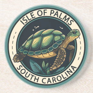 Isle of Palms South Carolina Turtle Badge Zandsteen Onderzetter