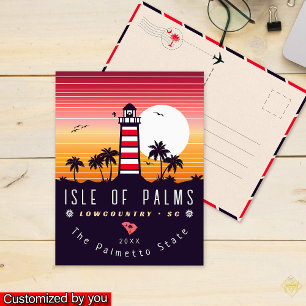 Isle of Palms vuurtoren SC Retro Sunset Souvenirs Briefkaart
