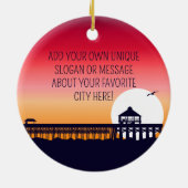 Isle of Palms vuurtoren SC Retro Sunset Souvenirs Keramisch Ornament (Achterkant)