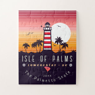 Isle of Palms vuurtoren SC Retro Sunset Souvenirs Legpuzzel