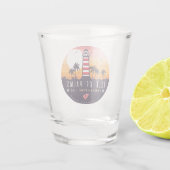 Isle of Palms vuurtoren SC Retro Sunset Souvenirs Shot Glas (Achterkant)