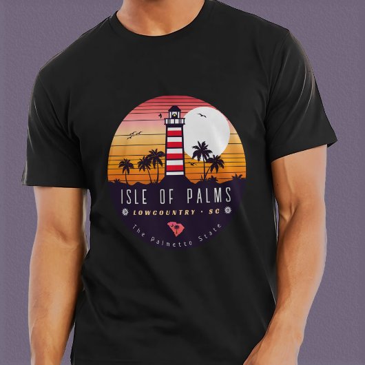 Isle of Palms vuurtoren SC Retro Sunset Souvenirs T-shirt