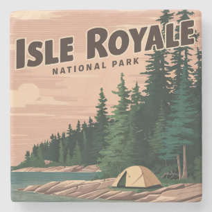 Isle Royale Nationaal Park Camping Art Stenen Onderzetter