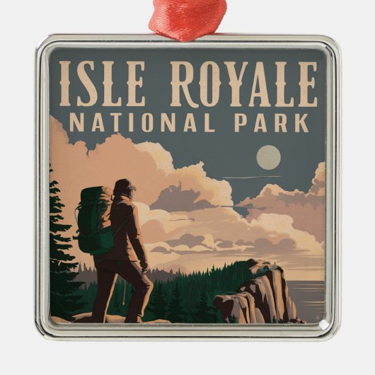 Isle Royale National Park Backpacken Reiskunst Metalen Ornament (Voorkant)