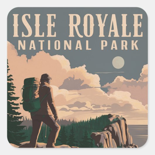 Isle Royale National Park Backpacken Reiskunst Vierkante Sticker (Voorkant)