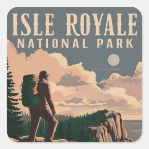 Isle Royale National Park Backpacken Reiskunst Vierkante Sticker