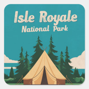 Isle Royale National Park Camping Illustratie Vierkante Sticker