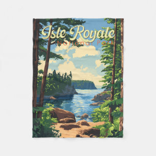 Isle Royale National Park Illustratie Reizen Kunst Fleece Deken