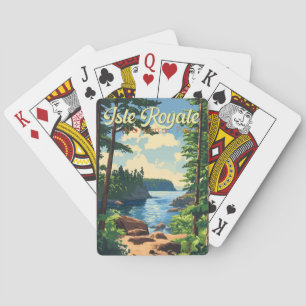 Isle Royale National Park Illustratie Reizen Kunst Pokerkaarten