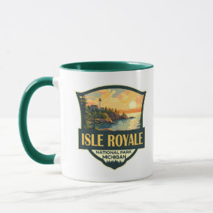 Isle Royale National Park Illustratie Retro Badge Mok