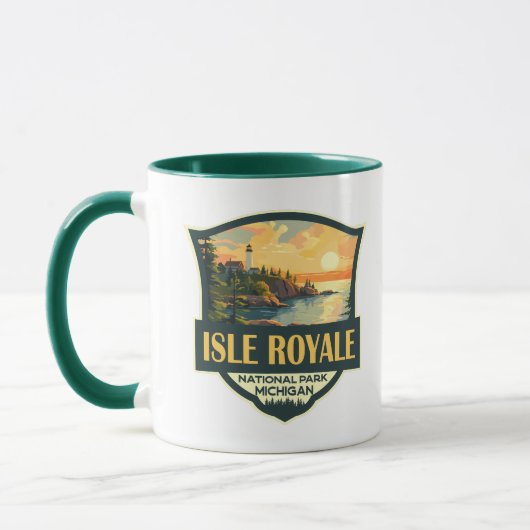 Isle Royale National Park Illustratie Retro Badge Mok (Links)