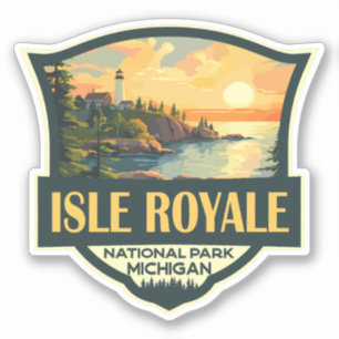 Isle Royale National Park Illustratie Retro Badge Sticker