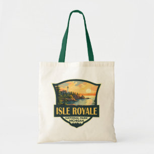 Isle Royale National Park Illustratie Retro Badge Tote Bag