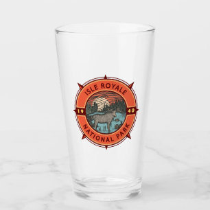 Isle Royale National Park Moose Retro Compass Glas