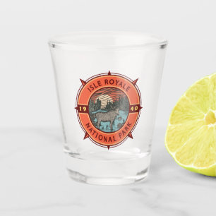 Isle Royale National Park Moose Retro Compass Shot Glas