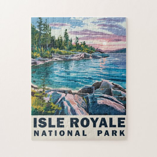 Isle Royale National Park Waterverf  Kunst Legpuzzel (Verticaal)