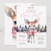 Isn’t She One Deer-ful First Birthday Invitation Kaart (Voorkant / Achterkant)
