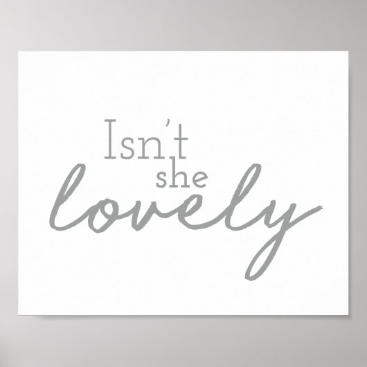 Isn't She Lovely Tekenletter Nursery Decor Design Poster (Voorkant)