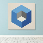 'Iso-Cube Blauw Ingelijste Canvasprint' Canvas Afdruk (Insitu (Houten vloer))