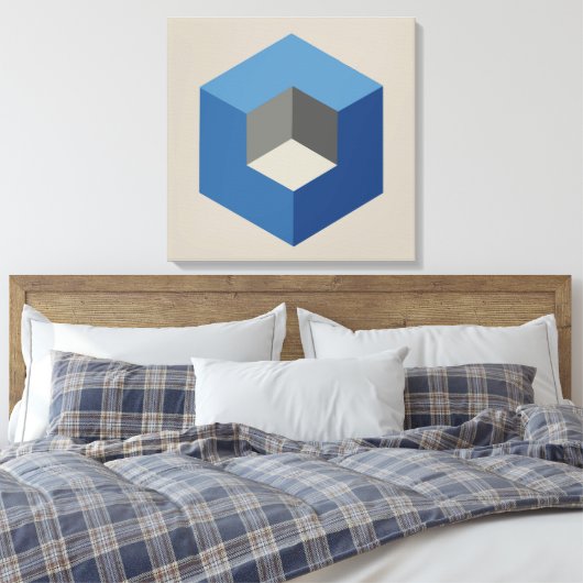 'Iso-Cube Blauw Ingelijste Canvasprint' Canvas Afdruk (Insitu (Slaapkamer))