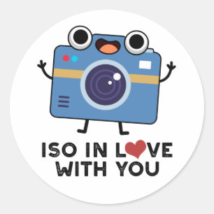 ISO in liefde met je grappige camerapunt Ronde Sticker