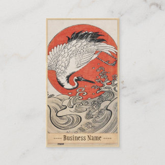 Isoda Koryusai Crane Waves en stijgende zon Visitekaartje