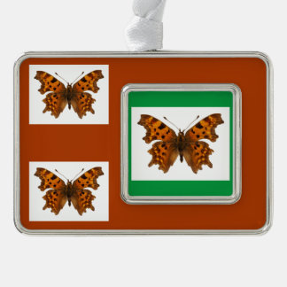 Isolatie Briefkaart kerst met Comma-vlinder Poster Verzilverd Kader Ornament