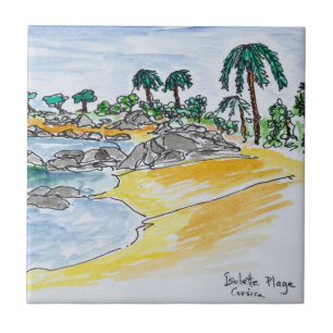 Isolella Beach, Ajaccio   Corsica, Frankrijk Tegeltje
