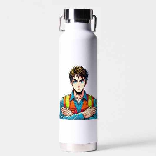 Isolierte Flasche mit Manga-Sicherheitsfachmann Waterfles (Voorkant)