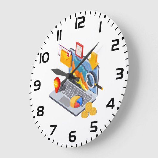 Isometric Business Data Analytics Laptop Grote Klok (Hoek)
