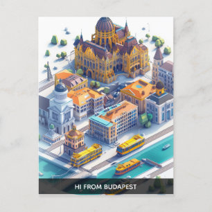 Isometrisch Budapest Travel Briefkaart